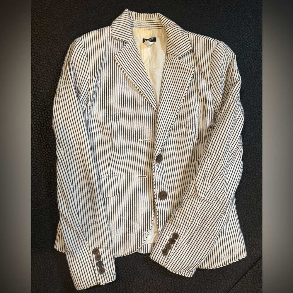 J. Crew Black and White Striped Blazer
